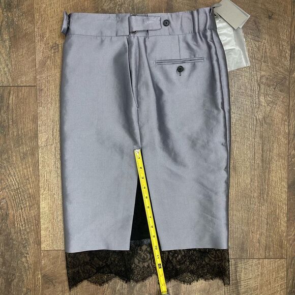 Tom Ford NWT Smoke Black Lace Hem Pencil Side Slit Skirt Cotton Silk IT 38 US 4 - Picture 12 of 15
